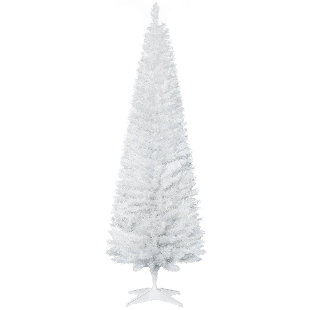 Albero di Natale artificiale salvaspazio con 390 punte e base stabile in plastica bianco Ø55 × H180 cm