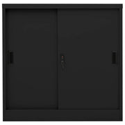 Armadio per Ufficio Anta Scorrevole Nero 90x40x90cm Acciaio 335952