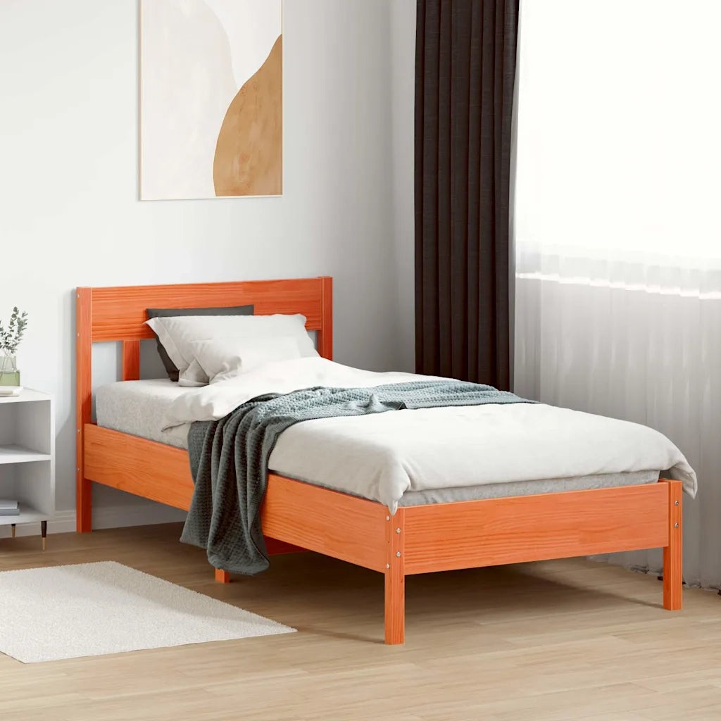 Letto senza Materasso-Struttura Letto Marrone Cera 75x190 cm in Legno di Pino 112135