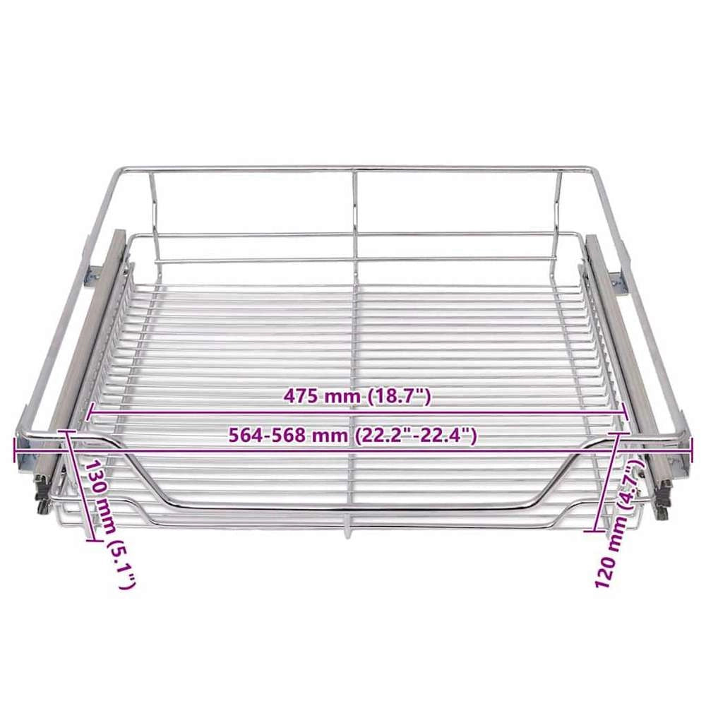 Built-in Drawer Basket Pull-out 2 Pcs. Silver 600 Mm
