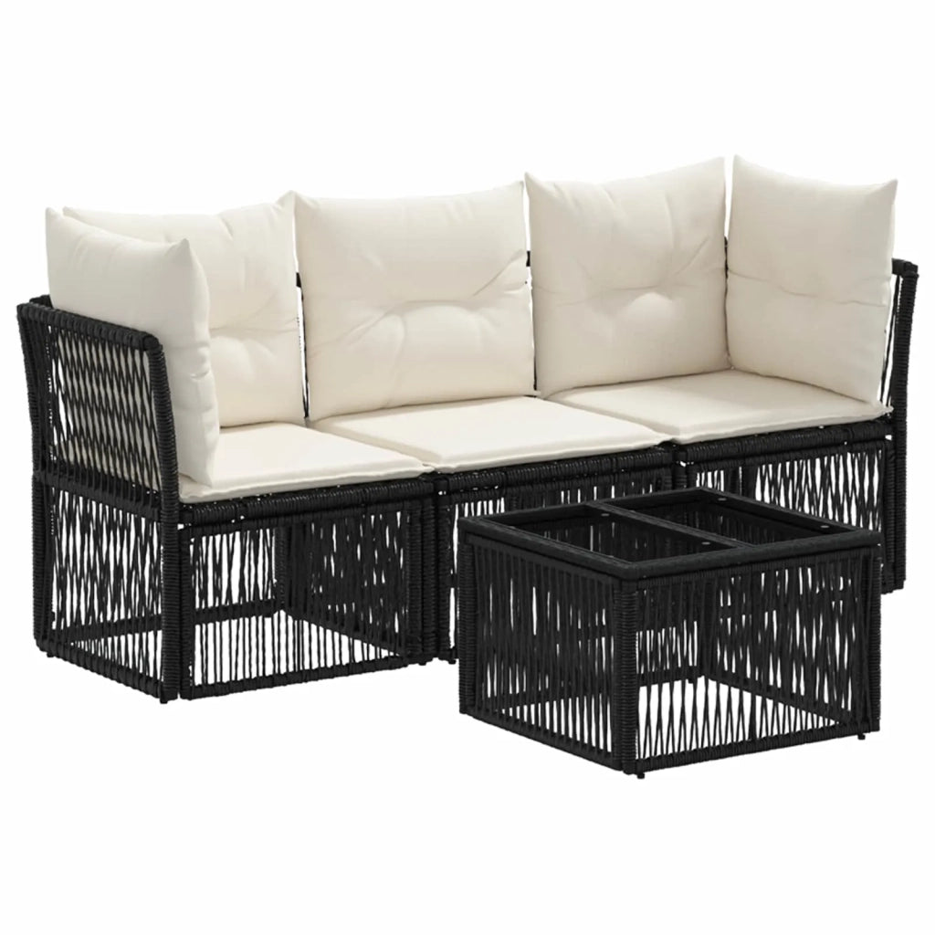 Set Divano da Giardino 4 pz Nero polyrattan 3434125