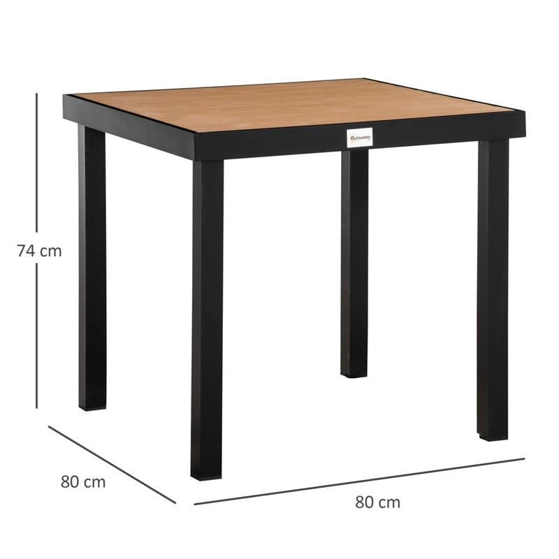 TAVOLO DA GIARDINO PER 4 PERSONE IN ALLUMINIO E PLASTICA 80X80X74 CM NERO