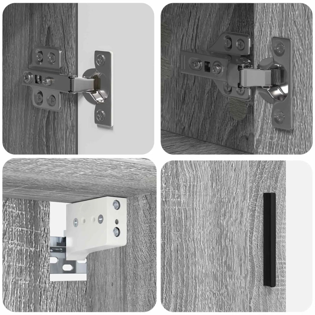 Set di mobili per il bagno con porta 4 pcs Grigio Sonoma 3393009