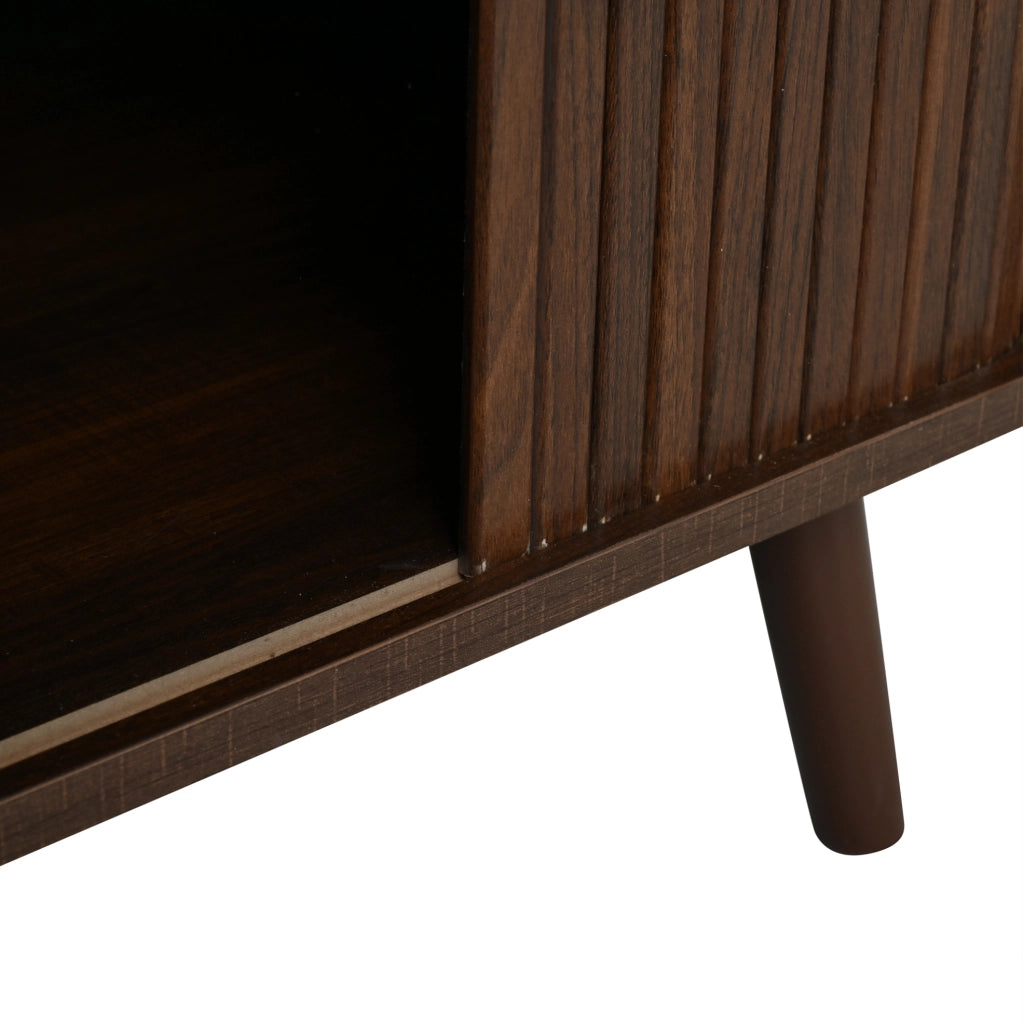 Mobile TV 180x40x46,5 cm con 2 cassetti e 2 porte a serrandina in MDF color noce