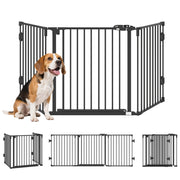 Cancello per Cani Regolabile 3 Ante ¨C Minimal ¨C Nero 202.5x76 cm