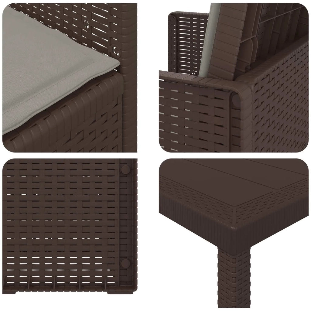 Set da Pranzo per Giardino 3 pcs Marrone e Grigio Chiaro PP 3430046