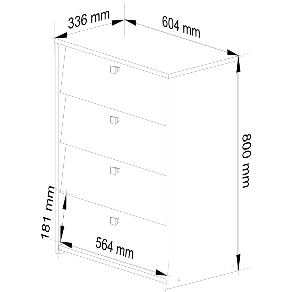 Scarpiera AKORD Ontano 60 cm 4 ante 60x33x80 cm