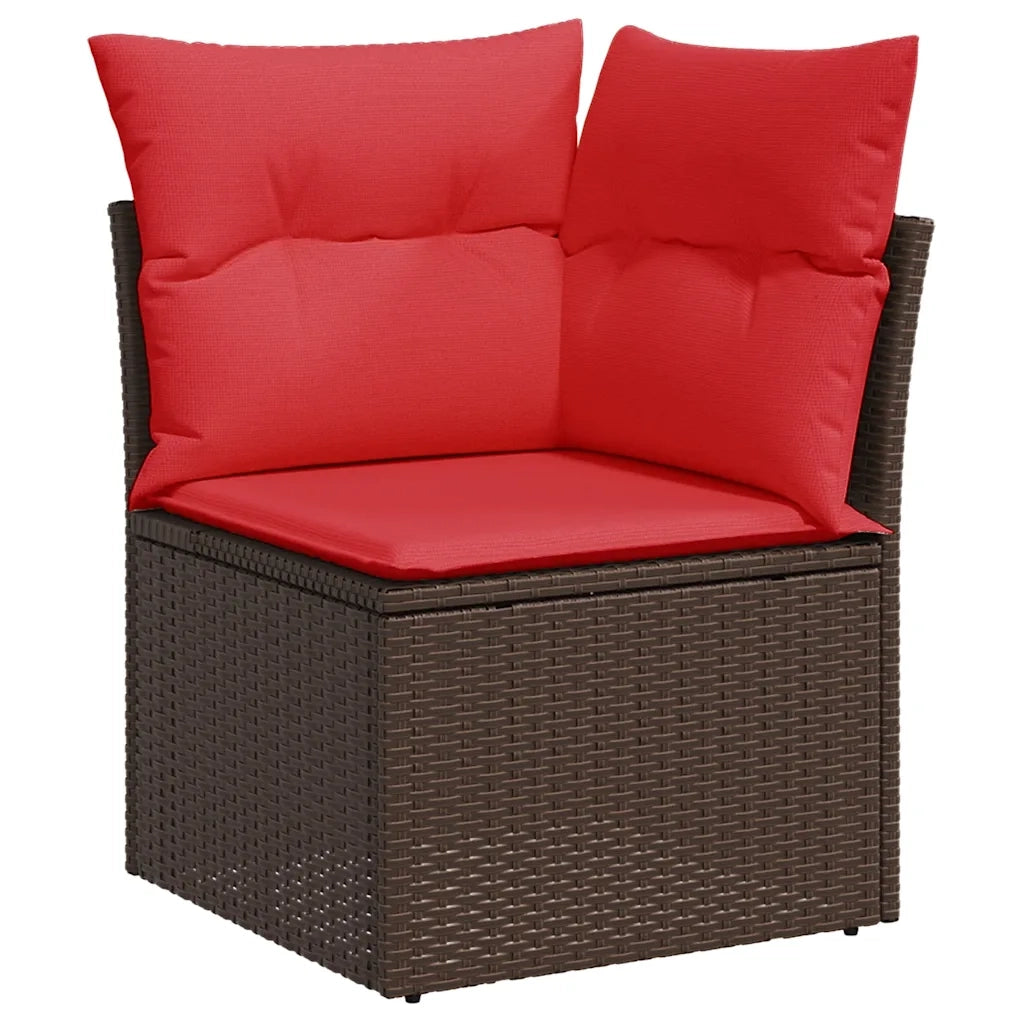 Set Divani da Giardino 8 pz con Cuscini Marrone in Polyrattan 3222963