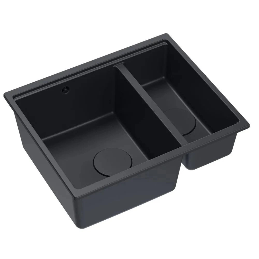 Lavello In Granito Logan 150 Black Tappo rame spazzolato
