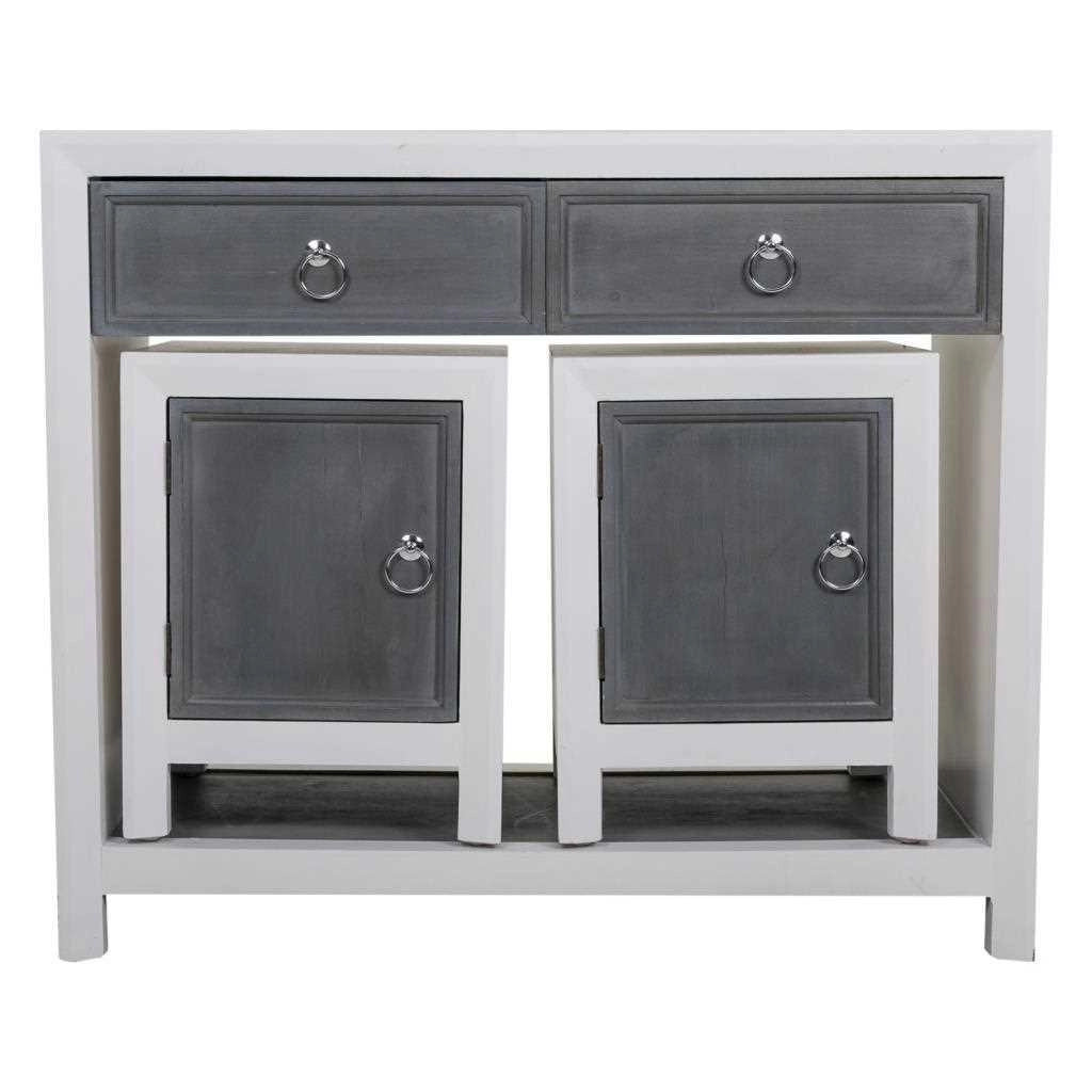 Mobile da Mobile da ingresso e due sgabelli in legno grigio