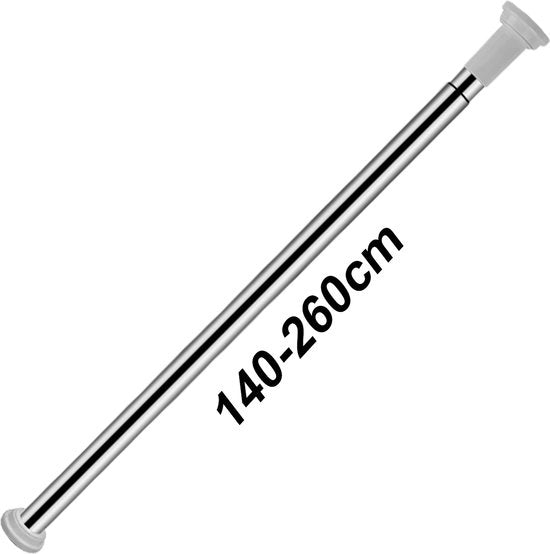 Stang per tenda da bagno Senza fori 140-260cm – Maniglia per tenda da bagno senza chiodi – Maniglia per tenda da bagno in alluminio telescopio Antiscivolo – Maniglia per tenda da bagno per abbigliamento