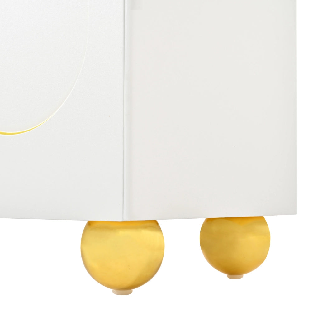Sideboard bianco 4 ante con decoro dorato, 140x40x74 cm