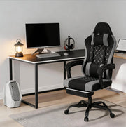 Sedia da ufficio ergonomica girevole con massaggio, nero/grigio