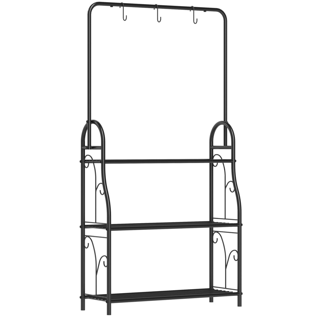 PORTAPIANTE a 3 ripiani 75x25x137 cm Metallo Nero