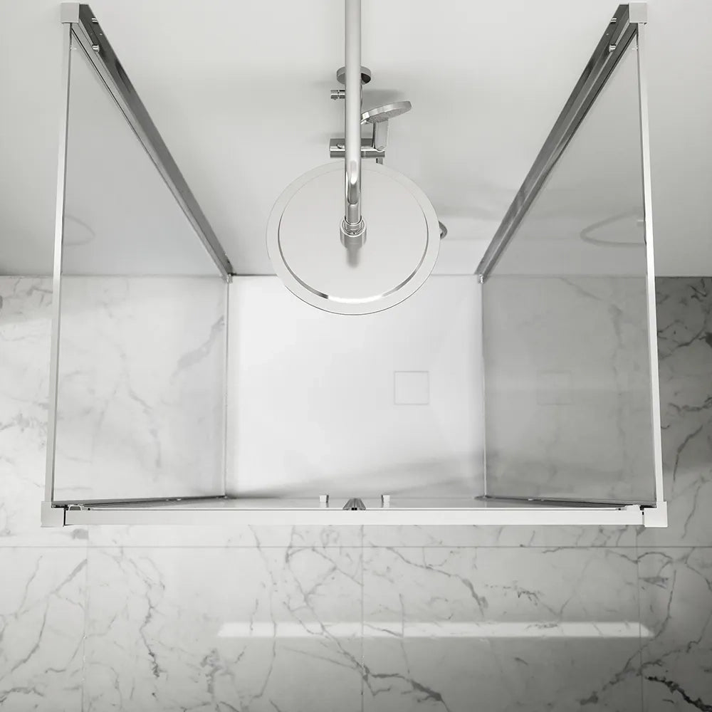 Box doccia tre lati 80x100x80cm con porta saloon profili cromati e vetro 6mm anticalcare trasparente h190 | Portofino
