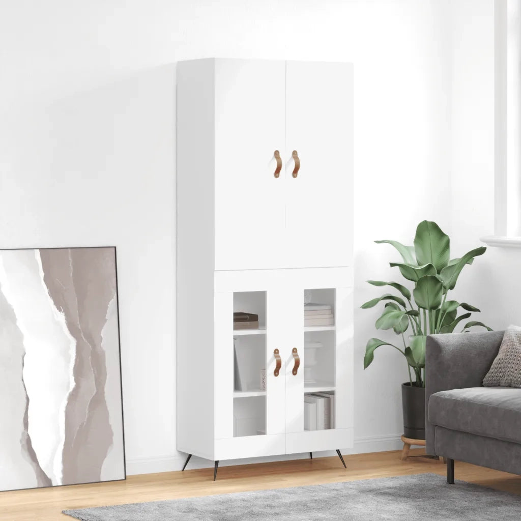 Credenza | Madia | Buffet da pranzo | Armadio da pranzo Bianca 69,5x34x180 cm in Legno Multistrato