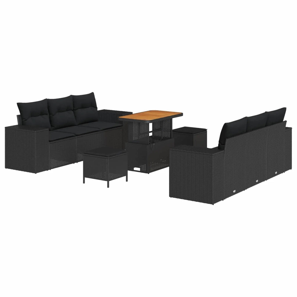 Set Divano da Giardino 9 pcs Nero Rattan in Polipropilene 3363909