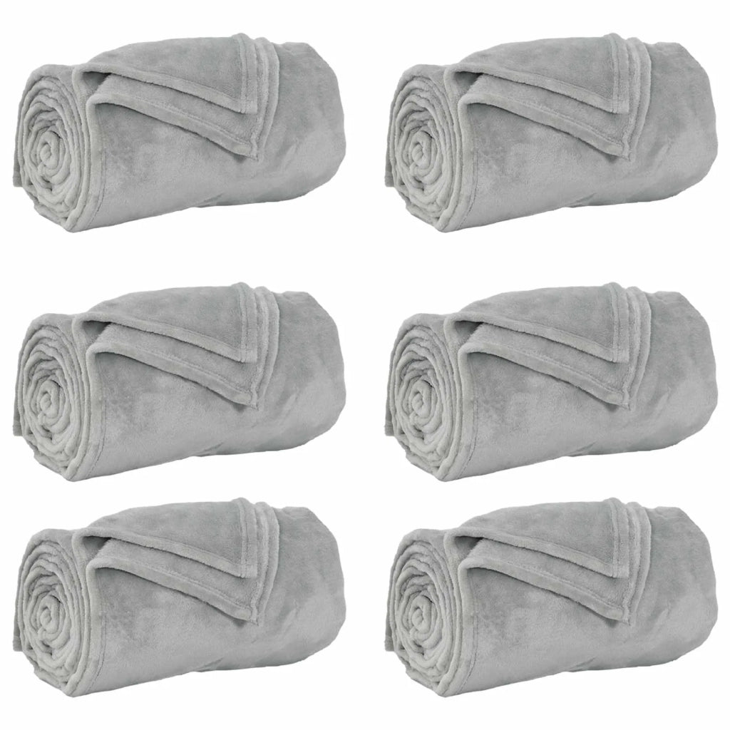 Coperte da Pile 6 pz Grigio 150 x 200 cm Panno