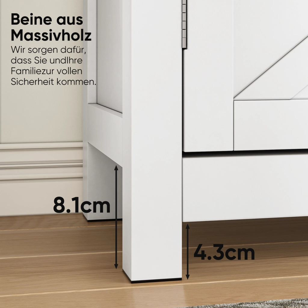 Credenza da cucina con cassetto, 2 ante e ripiano regolabile, per cucina e ingresso, MDF bianco, 76 × 30 × 83 cm
