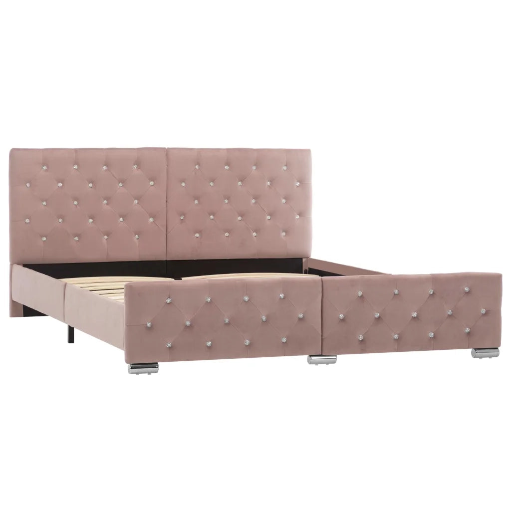 Giroletto-Struttura Letto Rosa in Velluto 160x200 cm