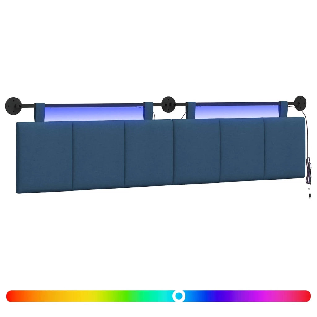 Testiera sospesa Con luce LED Blu Tessuto 3424836