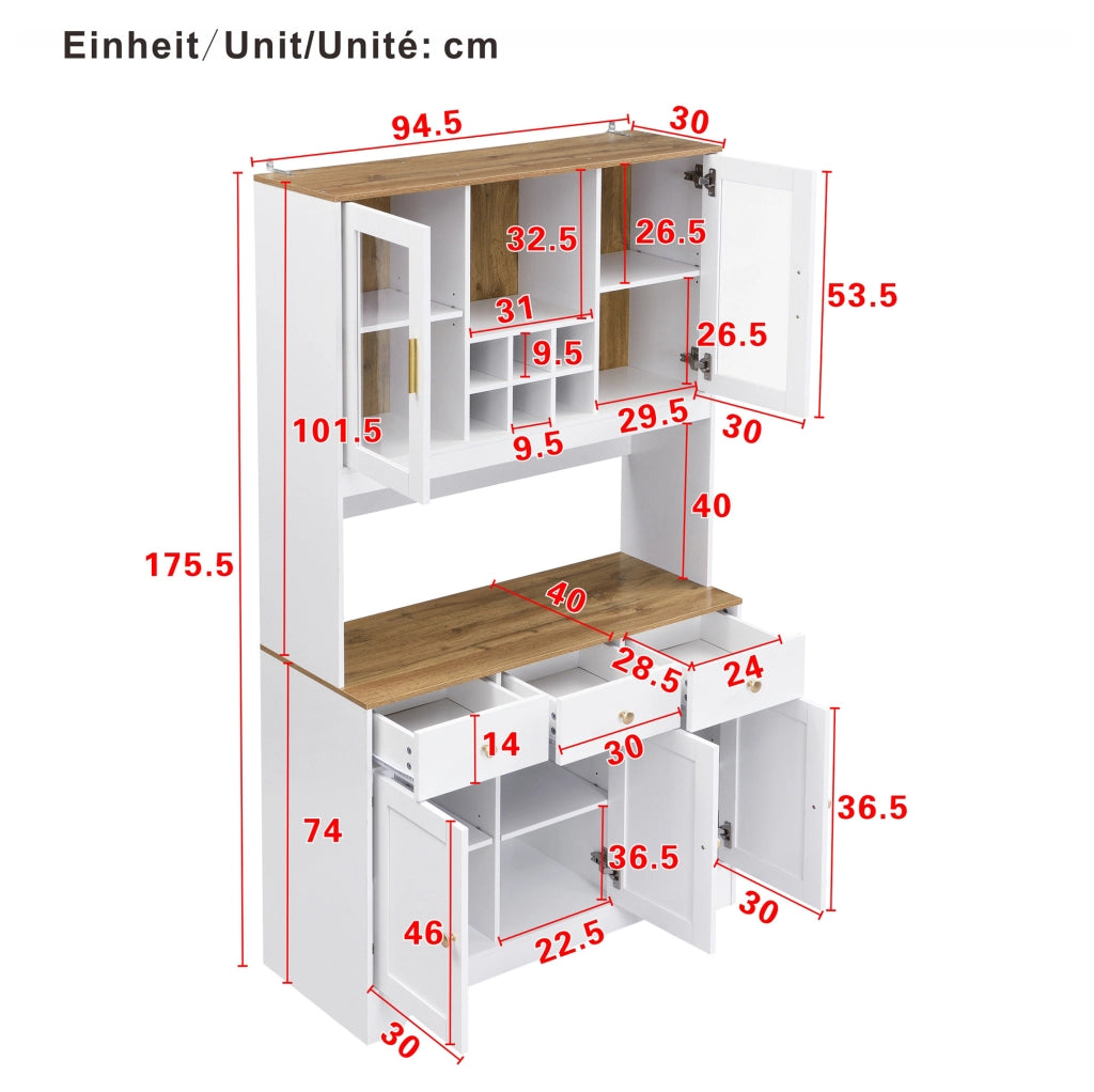 Credenza alta 94,5 x 30 x 175,5 cm in MDF bianco effetto legno