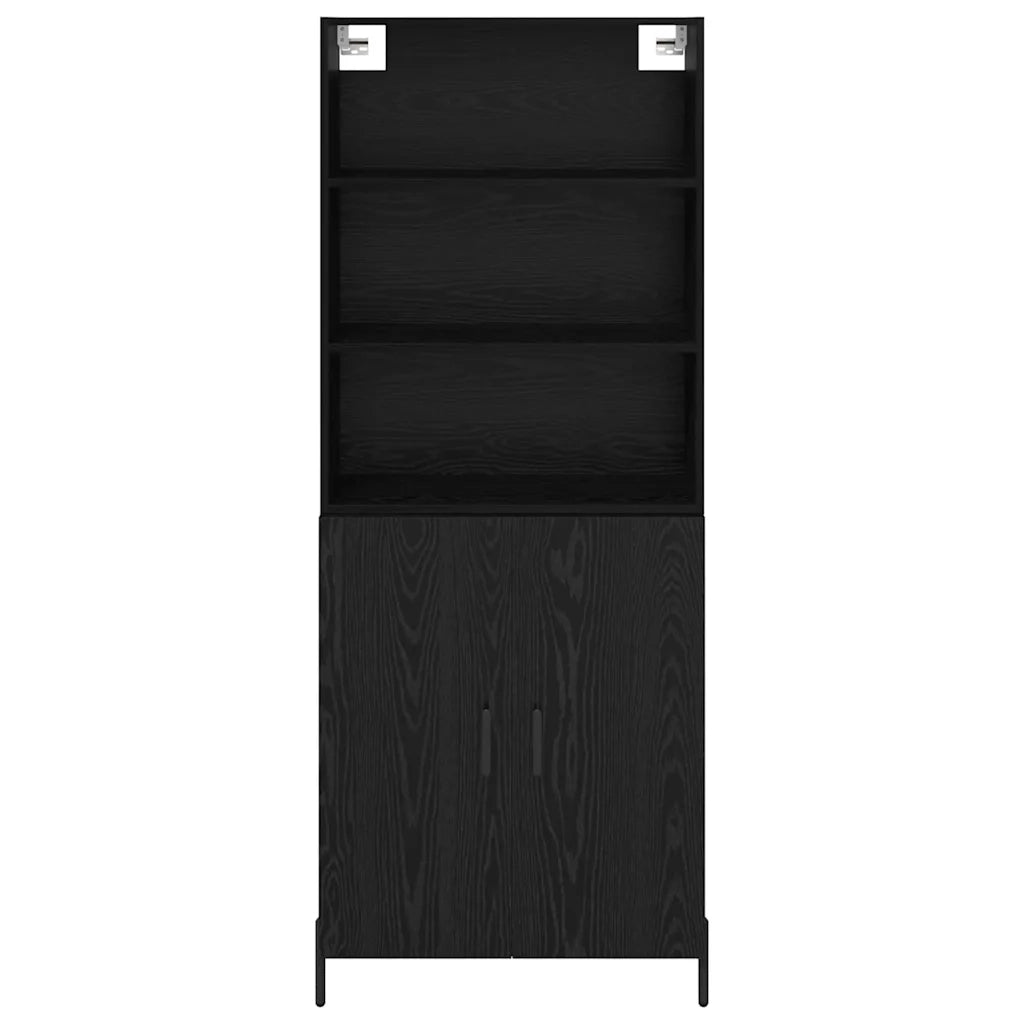 Credenza | Madia | Buffet da pranzo | Armadio da pranzo Rovere Nero 69,5 x 34 x 180 cm Legno multistrato
