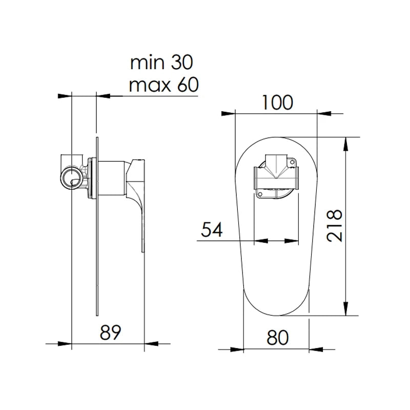 Rubinetto doccia incasso con piastra - serie class line