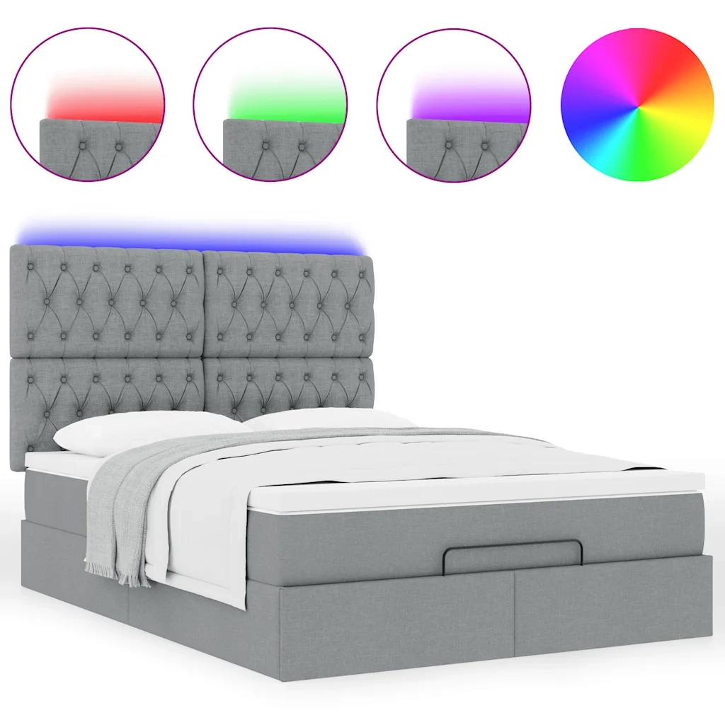 Struttura Letto Pouf con Materasso 140x190 cm in Tessuto 3314086