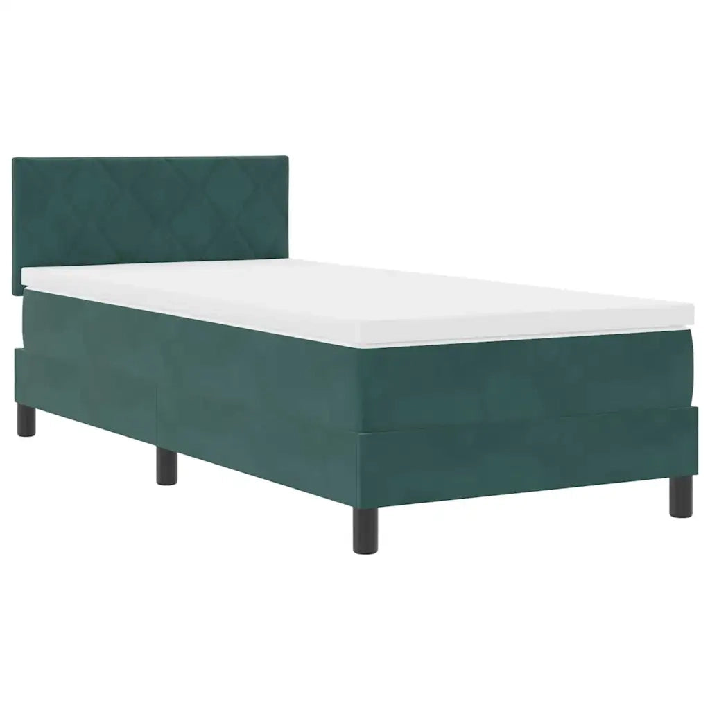 Letto a Sorgente LED con led Verde Scuro 90 x 200 cm Velluto