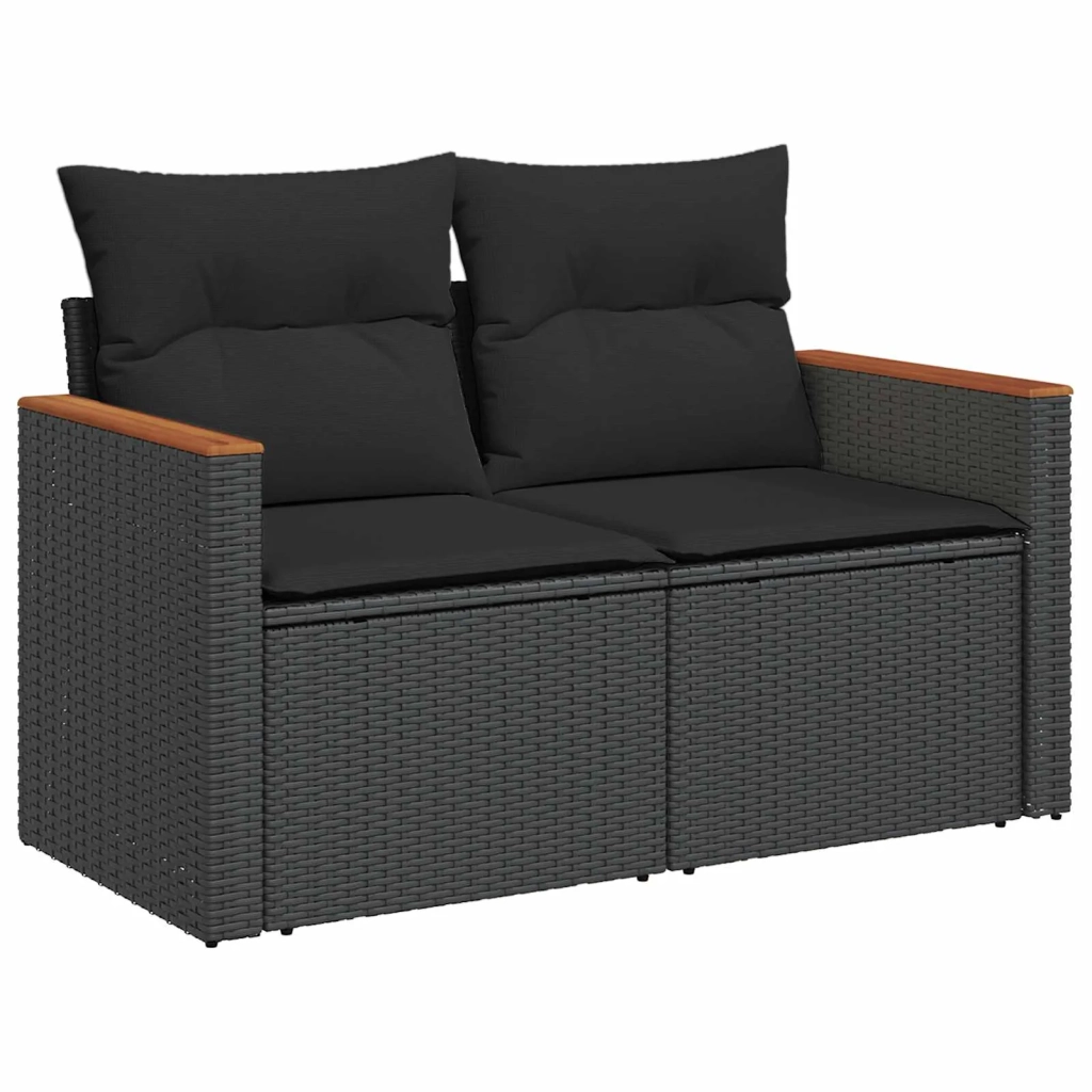 Set Divano da Giardino con cuscino 14 pcs Nero polyrattan 3365059