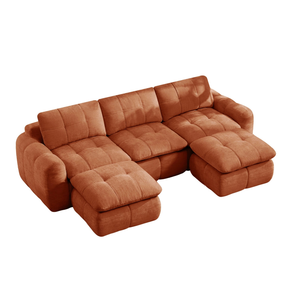 DIVANO Modulare Senza Telaio 264x160 cm Chenille Arancione