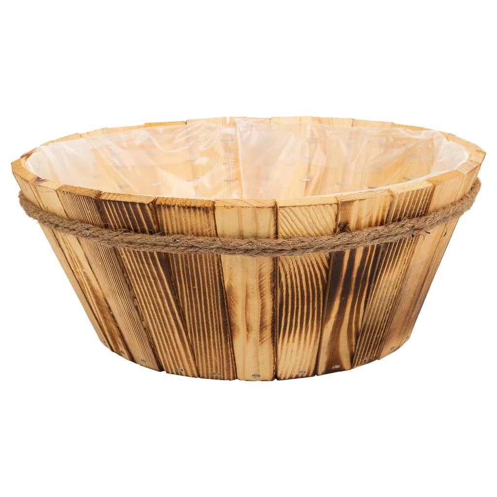 Cesto in legno e corda marrone d33x14h