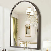 Specchio da bagno curvo, cornice metallica, specchio per lavabo da appendere al muro, dimensioni 40 x 30 cm