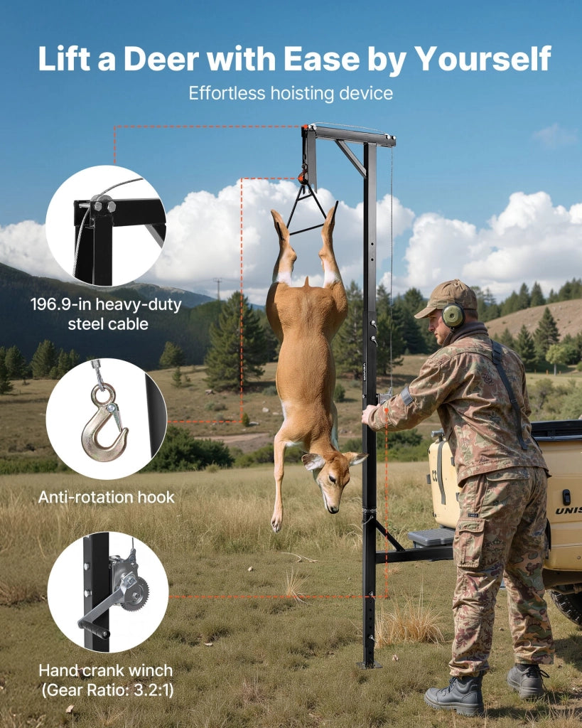 Argano di sollevamento per gancio traino 50,8 mm, portata 181,4 kg, girevole 360°, regolabile, in acciaio Q235 nero HXCZDJ-12
