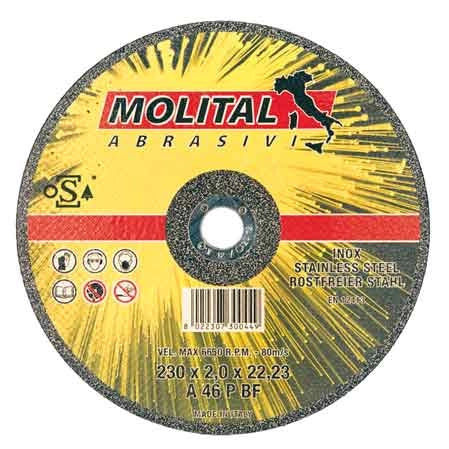 DISCO DA TAGLIO PER INOX Ø 115x1,6 mm - 50 pezzi- MOLITAL