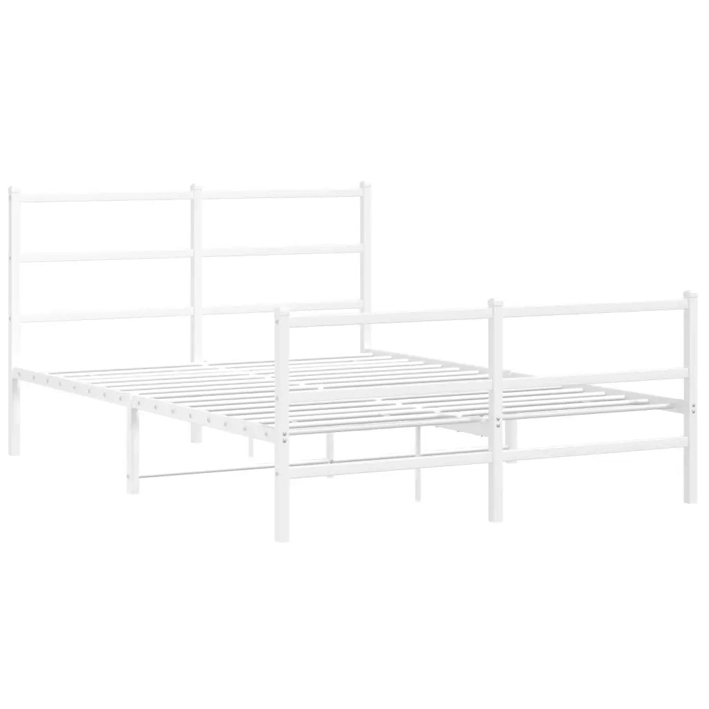 Letto matrimoniale | Letto per adulti | Giroletto con Testiera e Pediera Metallo Bianco 140x200 cm