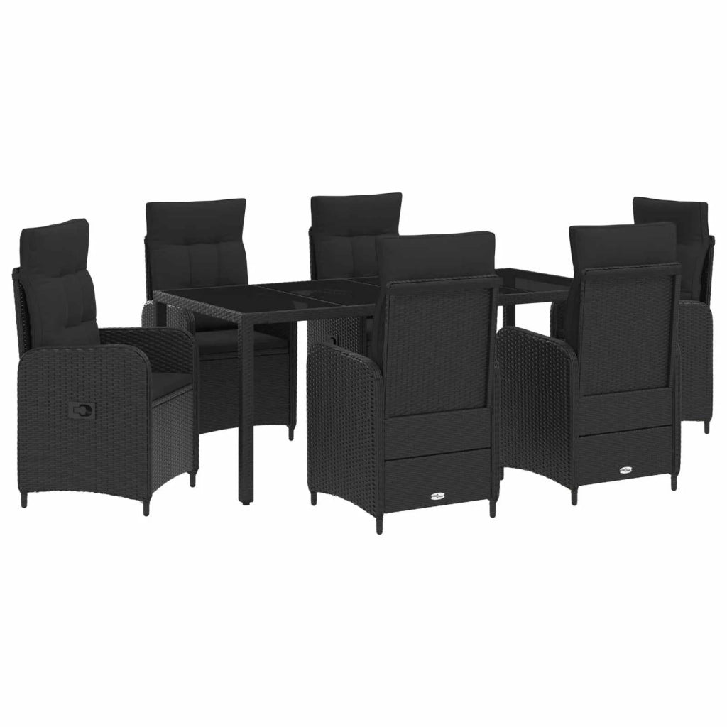 Set da pranzo per esterni 7 pz Nero polyrattan 3422304