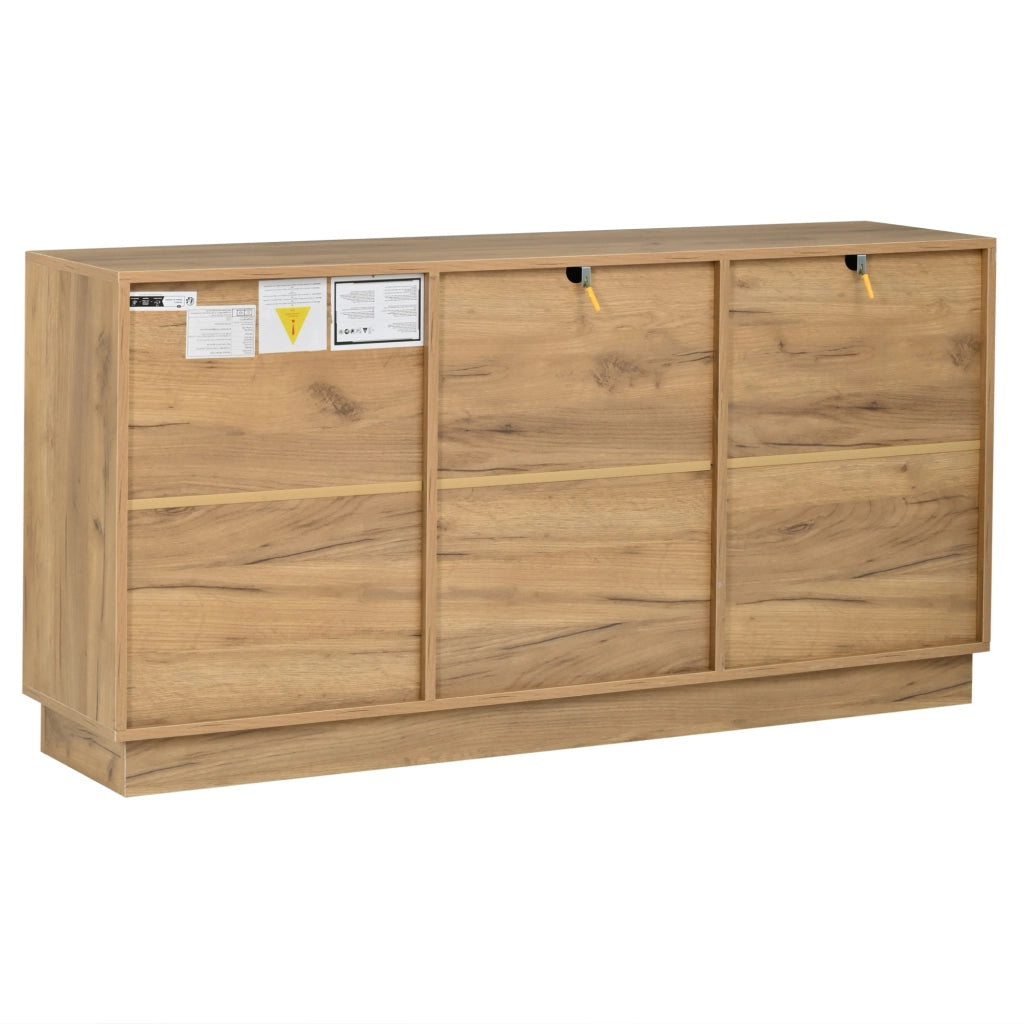 Credenza ULEVR 140x35x70 cm con 6 cassetti e 1 anta, mobile contenitore in MDF effetto rovere