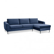 Divano con Chaise Longue Gregory in Tessuto Blu