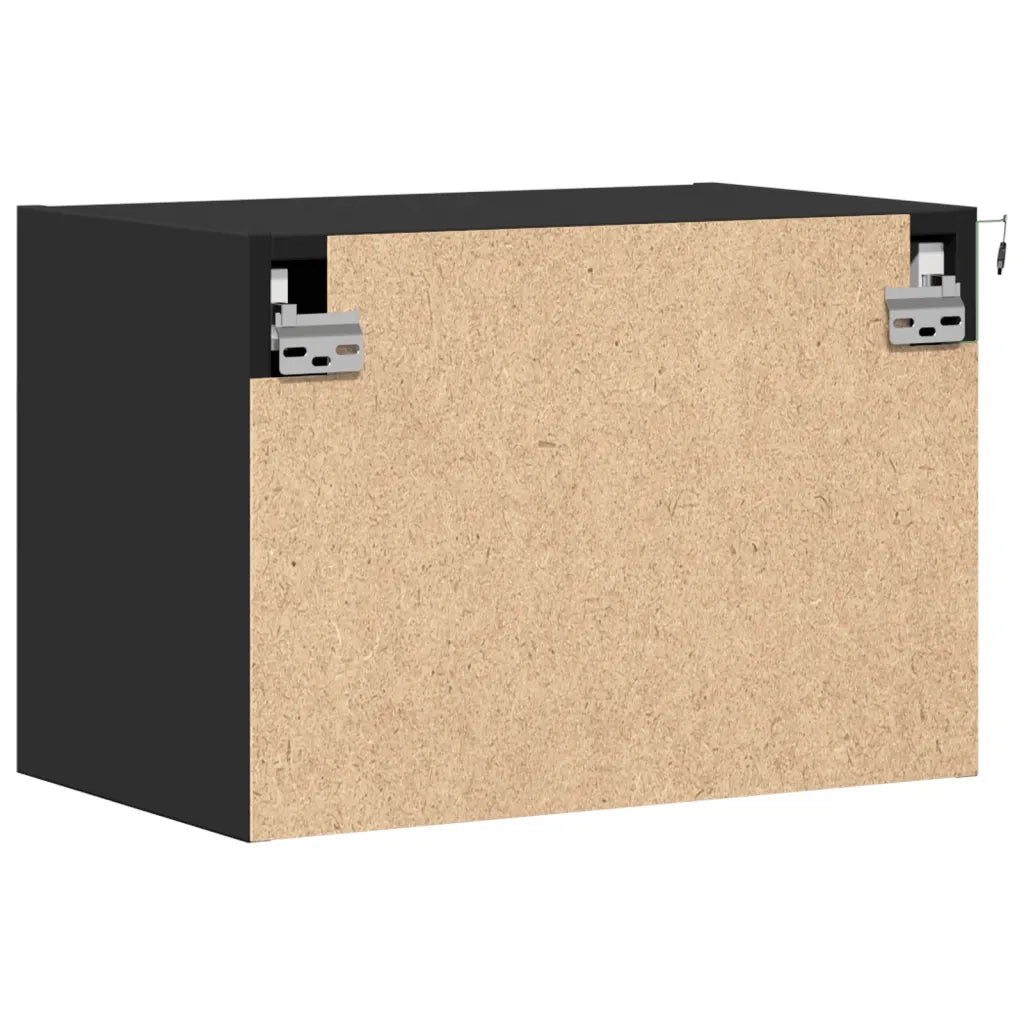 Comodini a Parete con Luci LED 2 pz Neri 852092