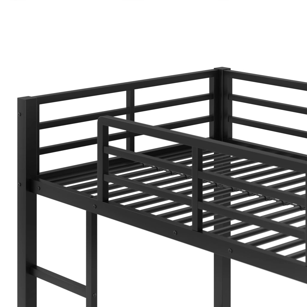 Letto a soppalco 90 x 200 cm con scrivania, cassetti e LED, metallo e MDF, nero