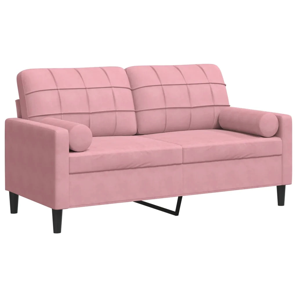 Divano a 2 Posti con Cuscini Rosa 140 cm in Velluto