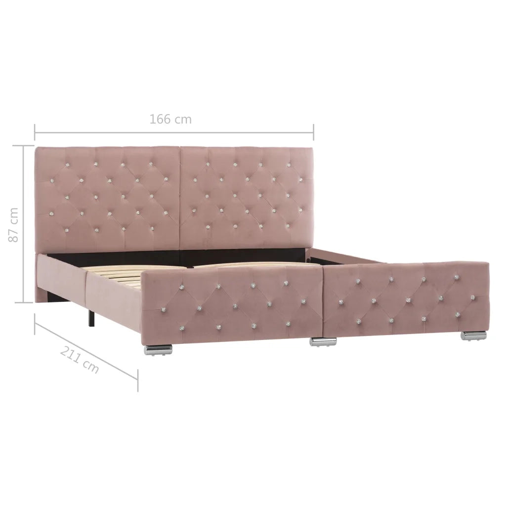 Giroletto-Struttura Letto Rosa in Velluto 160x200 cm