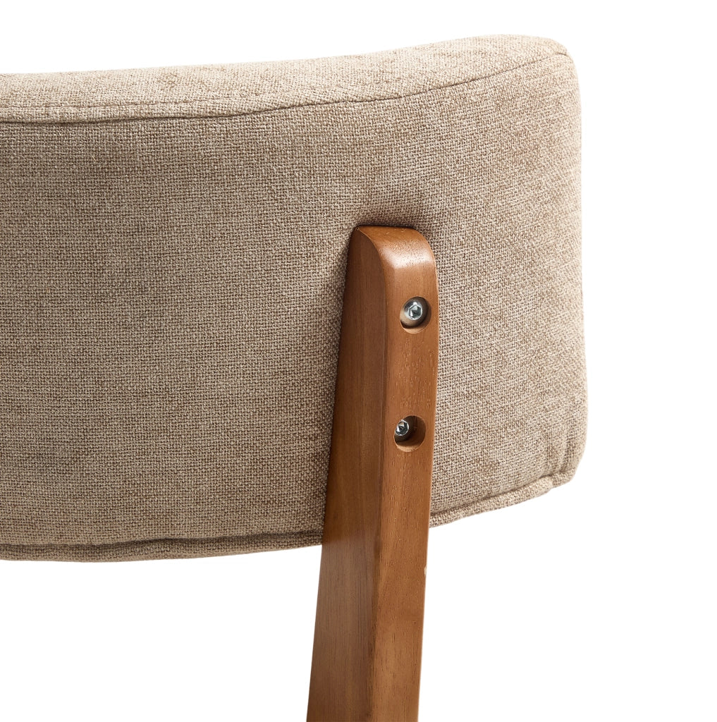 Set di 2 sedie da pranzo in legno massello con seduta imbottita; khaki