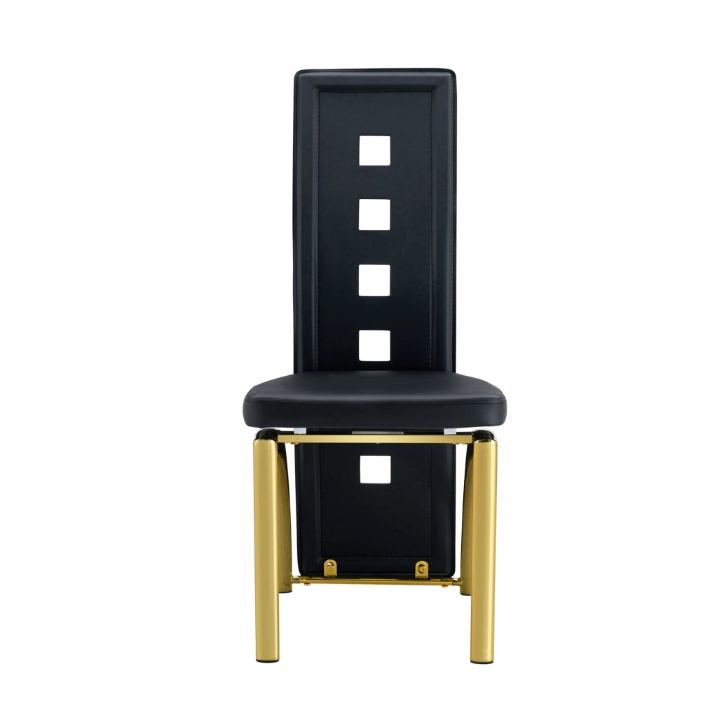 Set tavolo da pranzo 88 cm in vetro temperato nero e oro, compatto