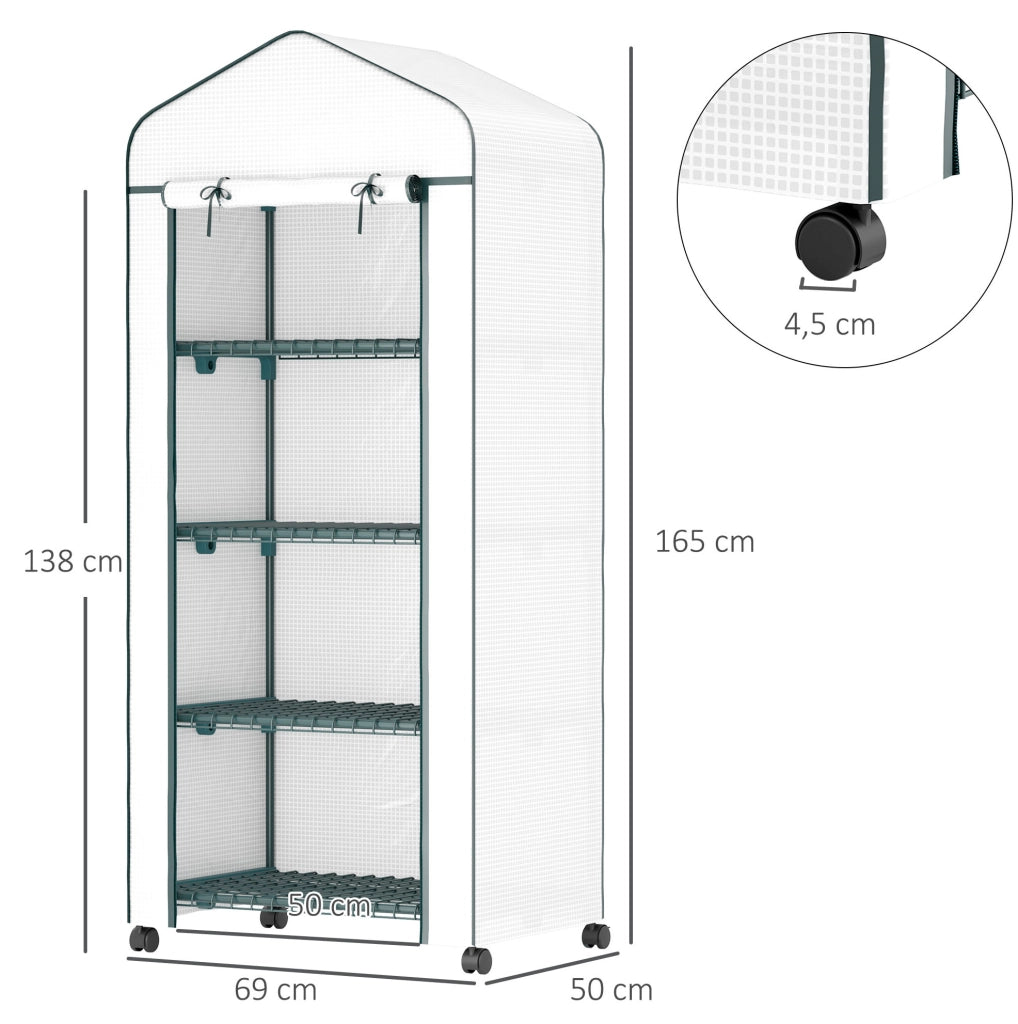 Serra da balcone in acciaio con 4 ripiani, 69x50x165 cm