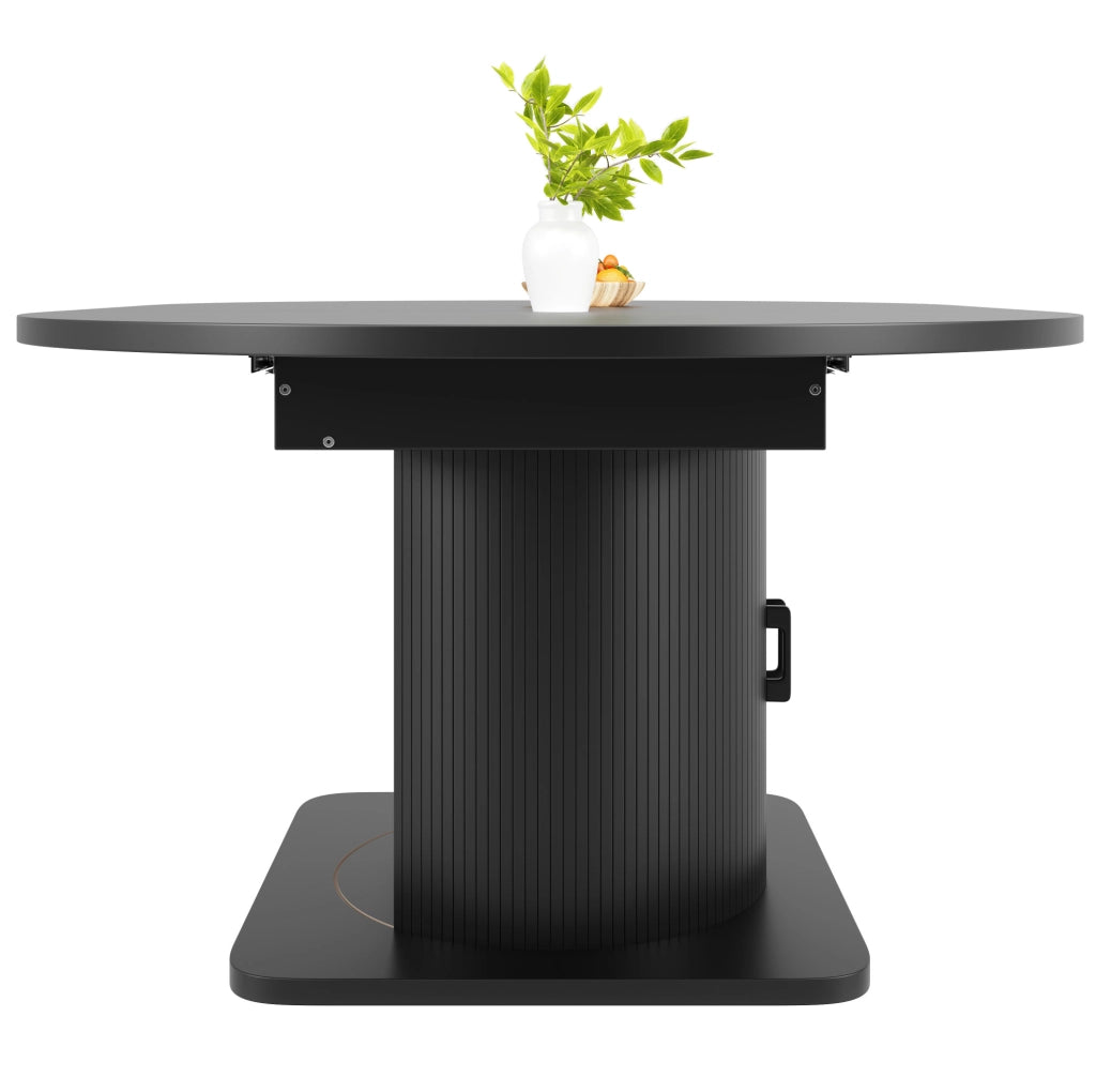 Tavolo da pranzo allungabile con vano contenitore e ripiani estraibili 118-158 x 118 x 76 cm nero