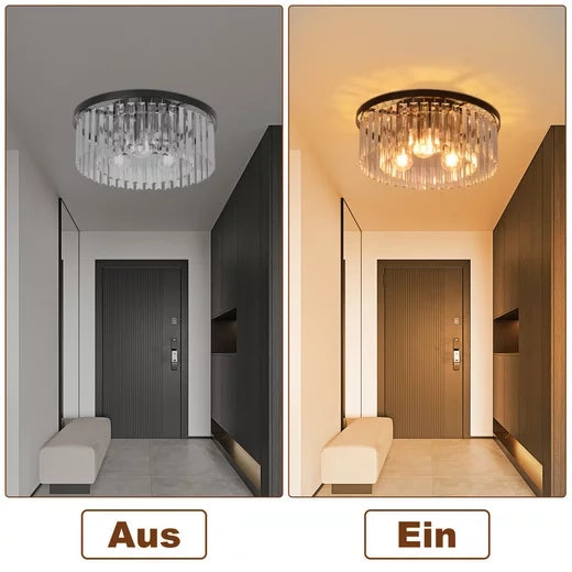 ZMH Lampada da soffitto nera moderna in cristallo E27 per soggiorno cucina ufficio