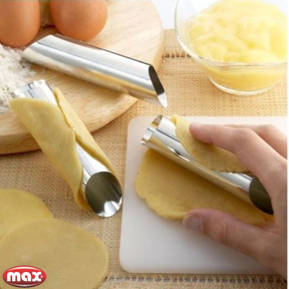 Trade Shop - Stampi Cannoli E Cake Design Set 3 Pezzi Metallo Accessori Cucina Kit Dolci -